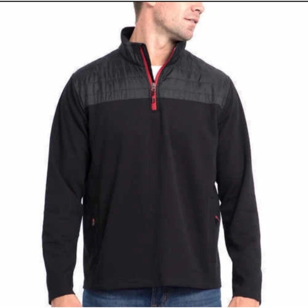 Eddie Bauer Men's Black Quilted Half Zip Pullover Long Sleeve XL NWT
